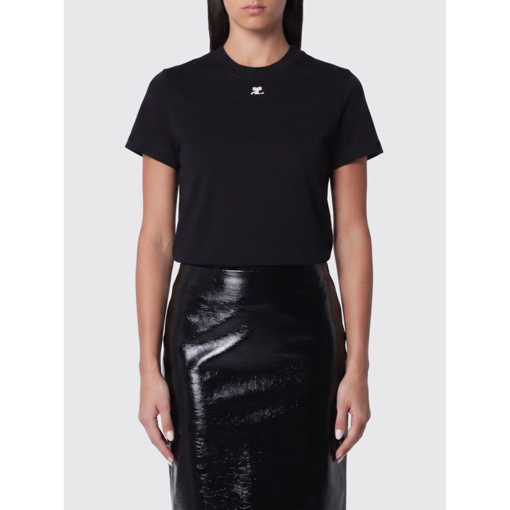 Courreges Women Courri¨Ges Cotton Crewneck T-Shirt With Contrasting Front Logo